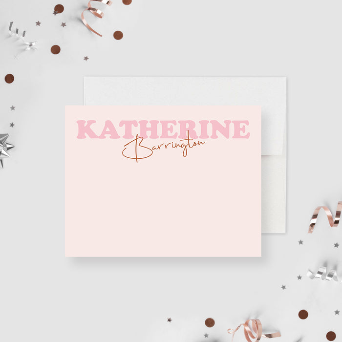 Light Pink Bat Mitzvah Thank You Cards, Minimalist Bar Mitzvah Thank You Notes, Modern Jewish Thank You Note Card Personalized with your Name