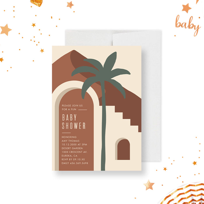 Desert Baby Shower Invitations, Unique Mexican Fiesta Themed Baby Shower Invitation Card for Boys and Girls, Let’s Fiesta Birthday Party Invites