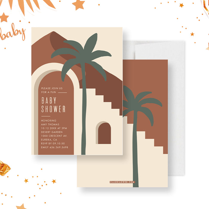 Desert Baby Shower Invitations, Unique Mexican Fiesta Themed Baby Shower Invitation Card for Boys and Girls, Let’s Fiesta Birthday Party Invites