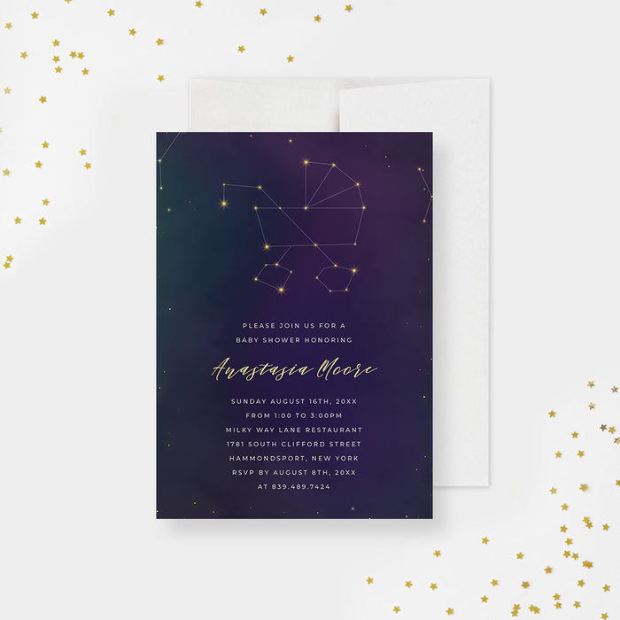 Constellation Baby Shower Invitations, Twinkle Twinkle Little Star Baby Shower Card for Boys and Girls, Starry Night Celestial Baby Shower Invites, Galaxy Baby Shower
