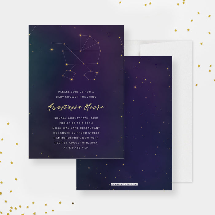 Constellation Baby Shower Invitations, Twinkle Twinkle Little Star Baby Shower Card for Boys and Girls, Starry Night Celestial Baby Shower Invites, Galaxy Baby Shower