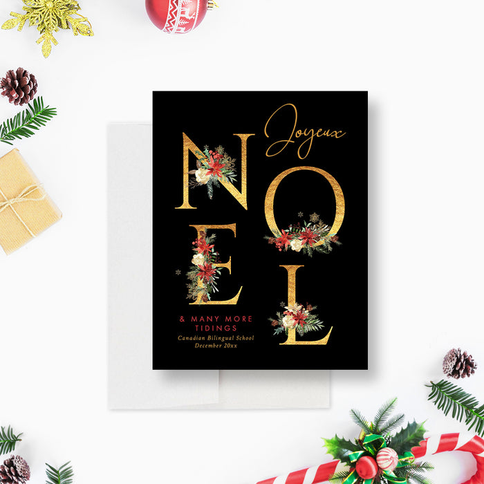 Joyeux Noel Greeting Cards, Merry Christmas Cards in French, Elegant and Modern Holiday Cards, Corporate Holiday Cards, Business Christmas Cards