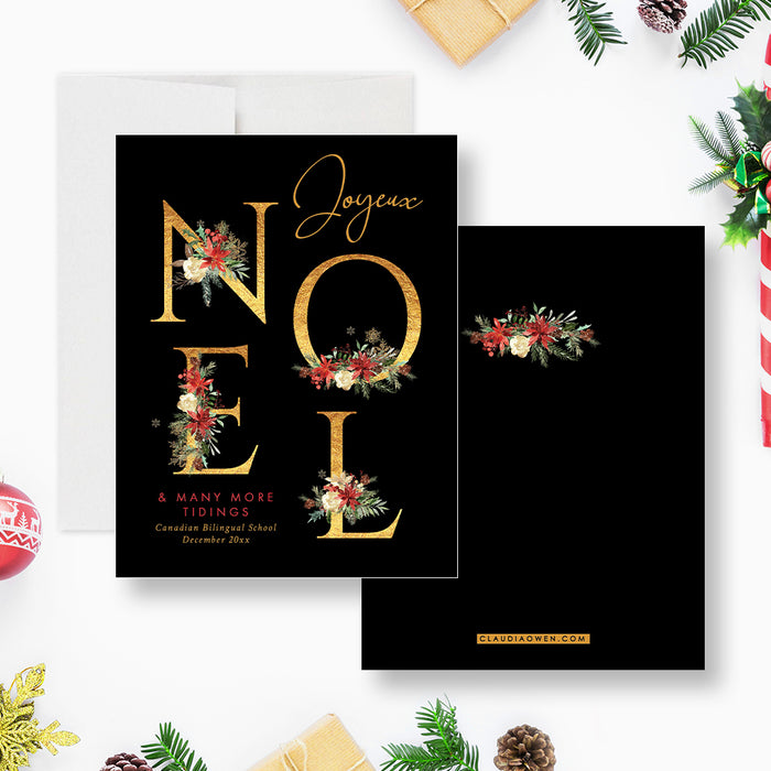 Joyeux Noel Greeting Cards, Merry Christmas Cards in French, Elegant and Modern Holiday Cards, Corporate Holiday Cards, Business Christmas Cards