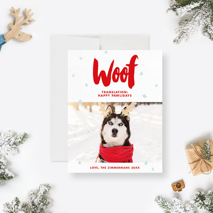 Happy Pawlidays Card with Photo, Pet Holiday Photo Cards, Cute Dog Christmas Cards, Animal Stationery Card, Pet Lover Gift, Personalized Gifts for Animal Lovers