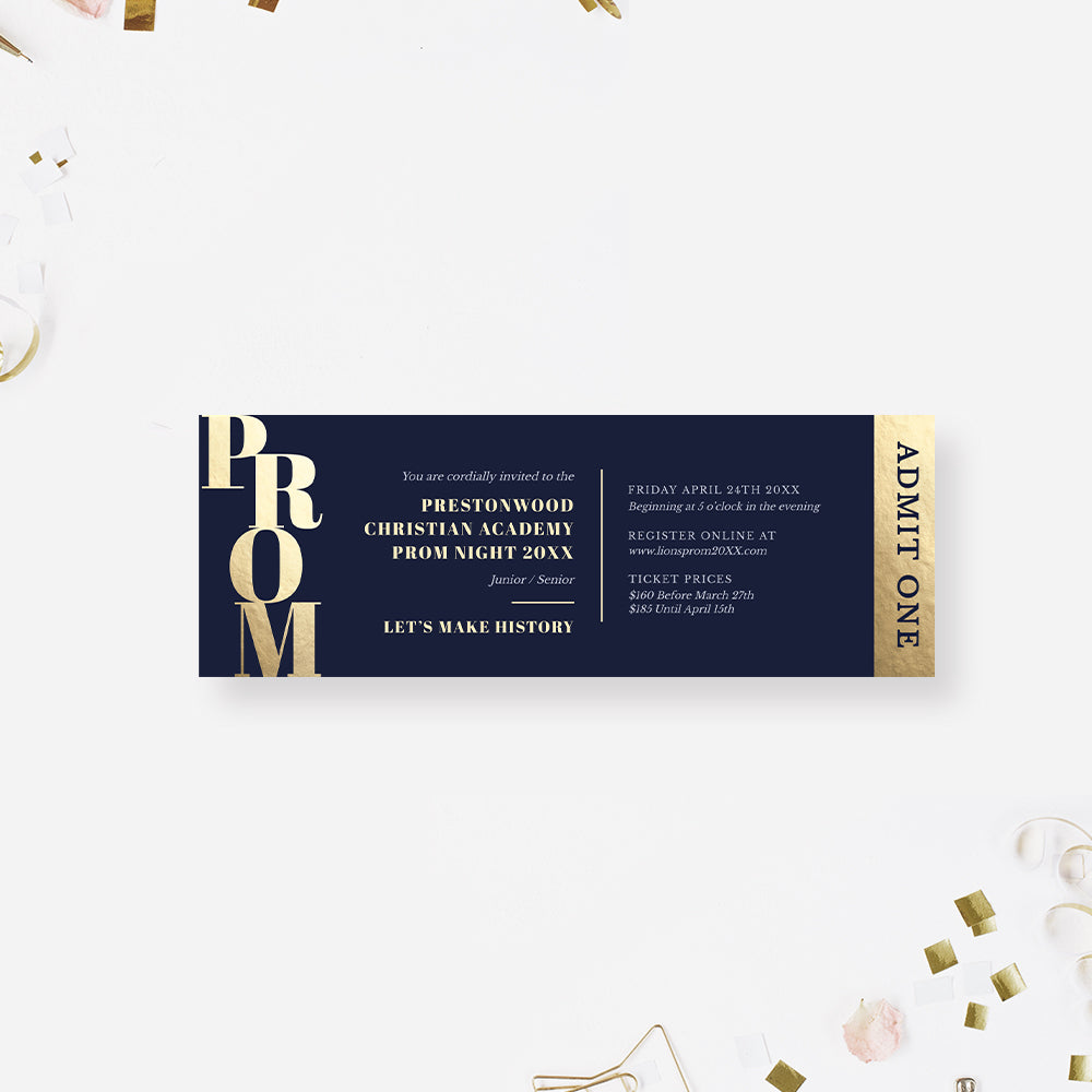 Prom Night Ticket Template, Junior Senior Prom Party Admission Ticket, — Claudia Owen for Free Printable Prom Ticket Template