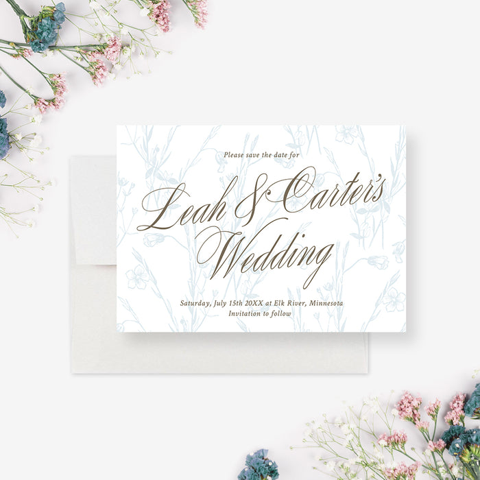 Wedding Save the Date Cards with Illustrated Soft Flowers, Spring Birthday Save the Dates, Summer Save the Date, Personalized Botanical Garden Save Our Date Card