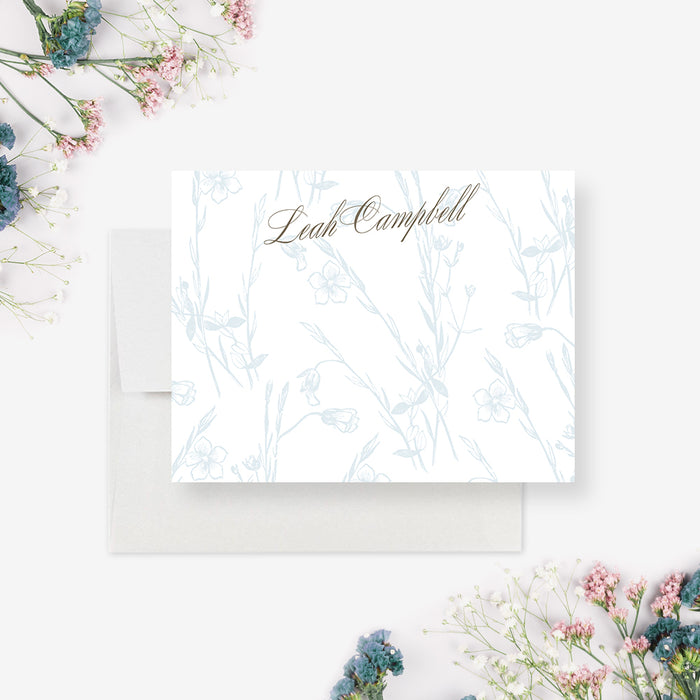 Floral Wedding Thank You Cards, Bridal Shower Garden Party Thank You Cards with Illustrated Soft Flowers, Spring and Summer Anniversary Party Thank You Note Cards