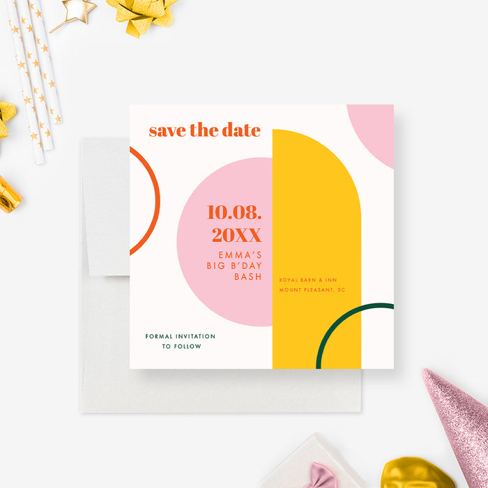 Unique Birthday Save the Date Cards, Colorful Save the Date for Birthday Party, Creative Wedding Save our Date, Personalized Modern Save the Date Card