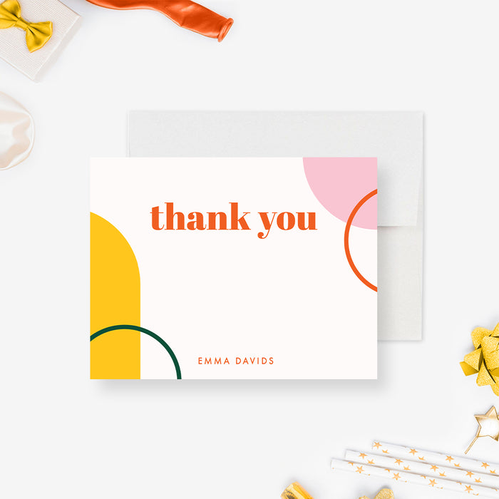 Creative Birthday Thank You Cards with Colorful Shapes, Unique Thank You Notes for Birthday, Modern Wedding Thank You Gifts, Personalized Stationery for Teens