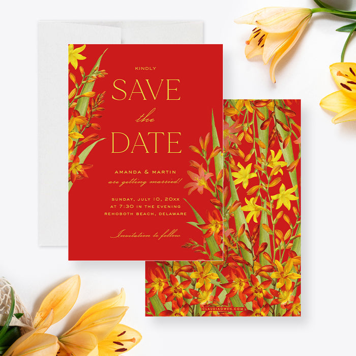 Floral Wedding Save the Date Cards, Botanical Garden Birthday Save the Date, Save Our Dates with Flowers, Personalized Summer Save the Date Card