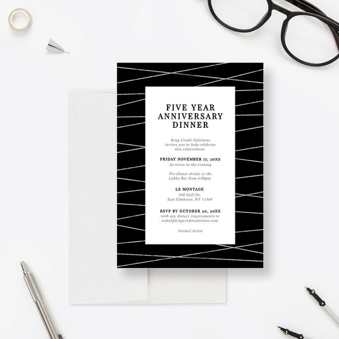 Anniversary Dinner Invitation Digital Download, 5th 10th 15th 20th 25th 30th Year Business Anniversary Invites, Personalized Client Appreciation Dinner Instant Download, Work Party Printable Cards