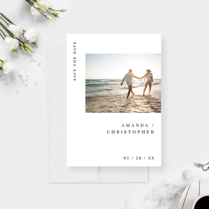 Personalized Wedding Save the Date Cards with Photo, Modern Save the Date Photo Cards, Simple Save the Dates, Minimalist Save Our Date Cards
