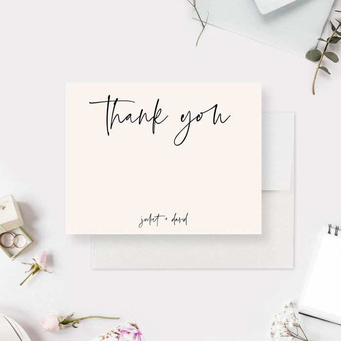 Simple Wedding Thank You Card with Cursive Font, Personalized Ivory Thank You Cards, Minimalist Thank You Notes, Appreciation Thank You Note Cards with Classic Feel