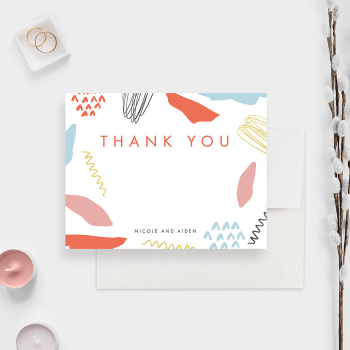 Personalized Colorful Wedding Thank You Cards, Creative Anniversary Party Thank You Notes, Artsy Thank You Gifts, Unique Appreciation Note Cards with Abstract Art