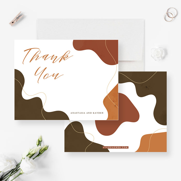 Personalized Boho Style Wedding Thank You Cards, Creative Anniversary Party Thank You Notes, Unique Thank You Gifts, Appreciation Note Card with Abstract Art