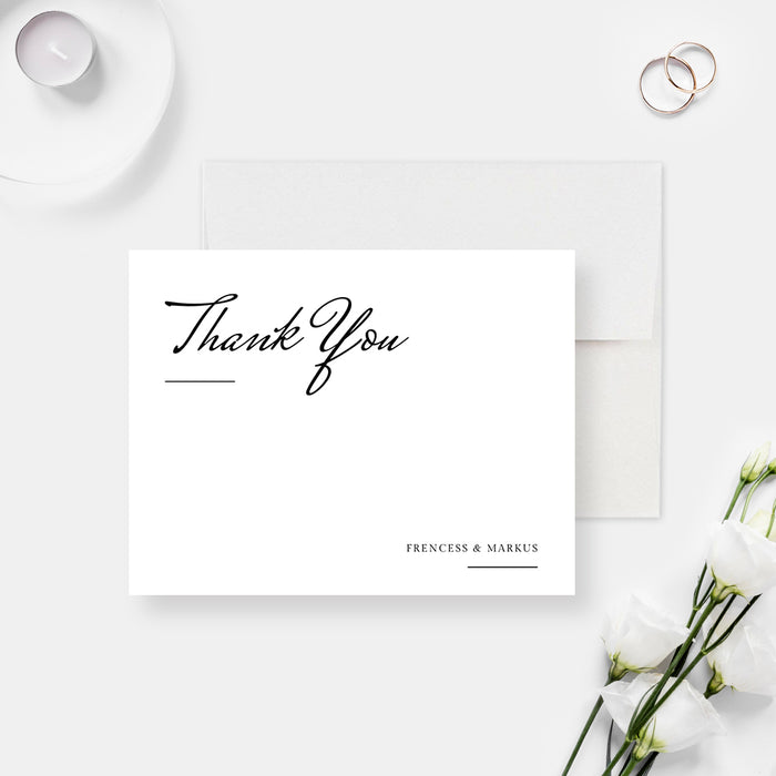 Personalized Plain White Wedding Thank You Cards, Simple and Formal Thank You Notes, Modern and Minimalist Professional Thank You Cards
