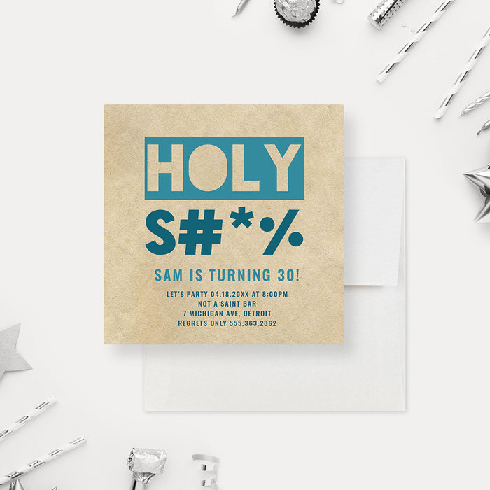 Funny Birthday Invitations for Adults, Holy Shit, 30th 40th 50th 60th Birthday Party Invitation Card for Him and Her, Personalized Unique Birthday Invites, Turning 30