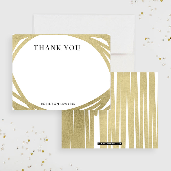 Elegant Business Thank You Cards with Gold Border, Modern Professional Thank You Note Cards, Personalized White and Gold Company Dinner Thank You Notes