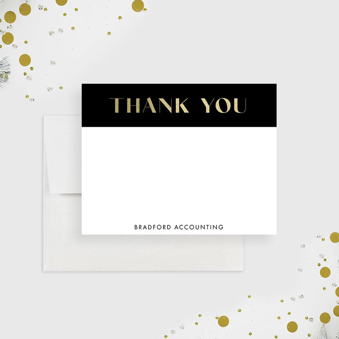 Professional Thank You Cards in Gold Black and White, Modern Business Thank You Note Cards, Personalized Elegant Thank You Notes for Open House