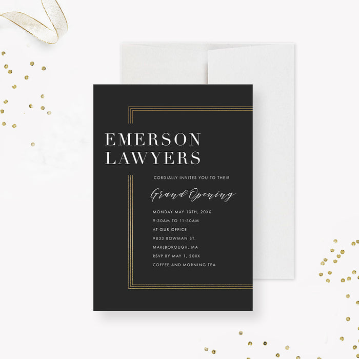 Law Firm Grand Opening Invitations, Open House Invites, Formal Corporate Work Event, Company Opening Announcement, Store Opening Lunch Party