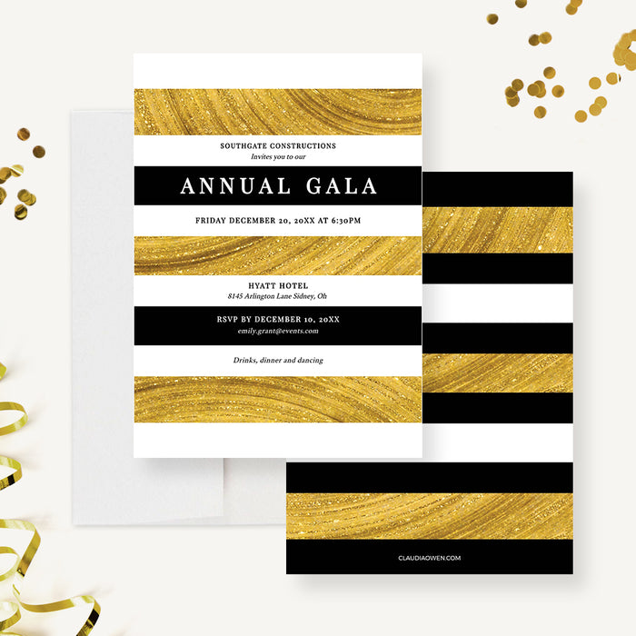 Annual Gala Invitation Template, Realtor Open House Invitation, Gold and Black Charity Fundraiser Invites, Corporate Party Invitation instant Download, Business Dinner Party