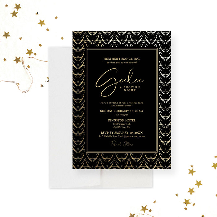 Gala and Auction Night Invitation Template, Black and Gold Annual Charity Gala Invites, Corporate Party Invitation Digital Download, Client Appreciation Dinner Business Party