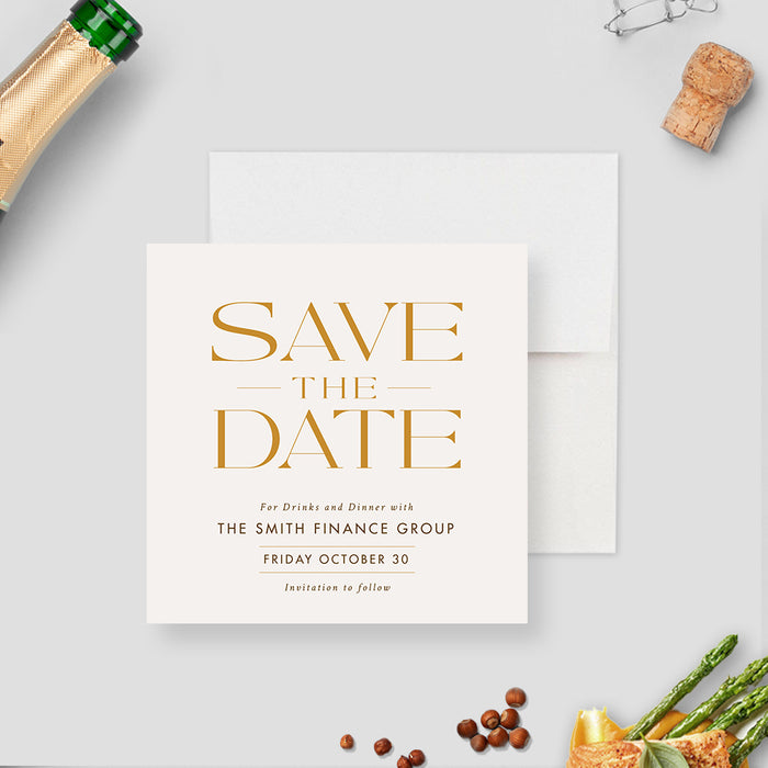 Company Save the Date Card for Dinner and Drinks Event, Save the Date for Business Parties