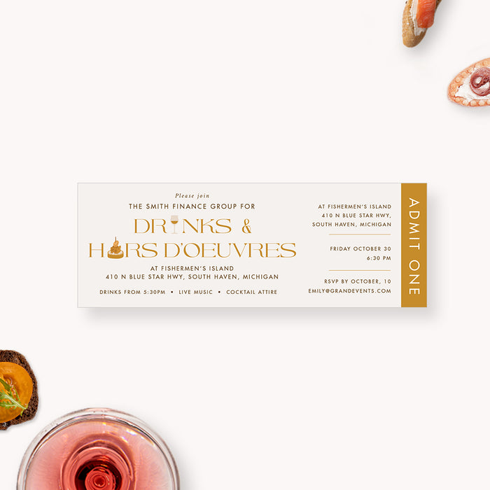 Drinks and Hors D'oeuvres Ticket Party Invitation
