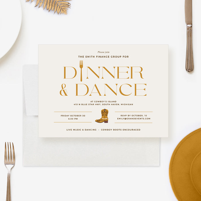 Country Style Dinner and Dance Invitation Template, Cowboy Themed Dinner Party Invites Digital Download, Western Birthday Dinner Invitation, Dinner and Dancing