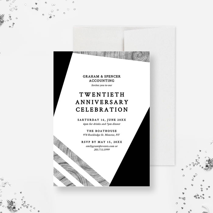 Business Anniversary Celebration Invitation Template, 10th 15th 20th 25th 30th 40th Work Anniversary Party Invites Digital Download, Formal Business Invitation Black and Silver