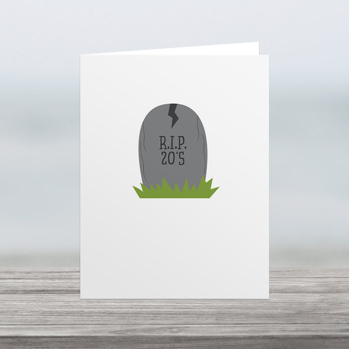 RIP 20’s Birthday Greeting Card Digital Download, Gravestone Folded Greeting Card, Rip Youth Funny Birthday Card Instant Download, Death to 20s Humorous 30th Birthday Cards
