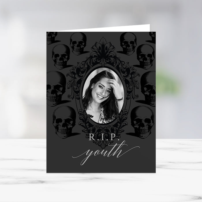 RIP Youth Birthday Greeting Card with Photo Template, 30th 40th 50th 60th Funny Birthday Greeting Printable, Death to her 20s Card Digital Download, Funeral For My Youth