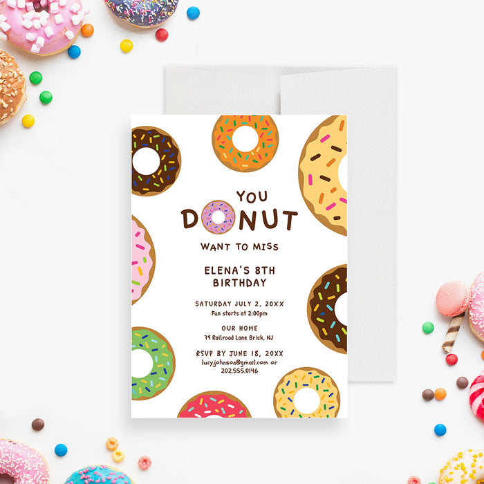 Kids Donut Birthday Invitation Template, You Donut Want to Miss Party Digital Invites, Any Age Donut Birthday Party for Boys and Girls, Donut Baby Shower Invitation