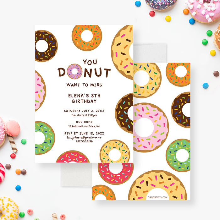 Kids Donut Birthday Invitation Template, You Donut Want to Miss Party Digital Invites, Any Age Donut Birthday Party for Boys and Girls, Donut Baby Shower Invitation