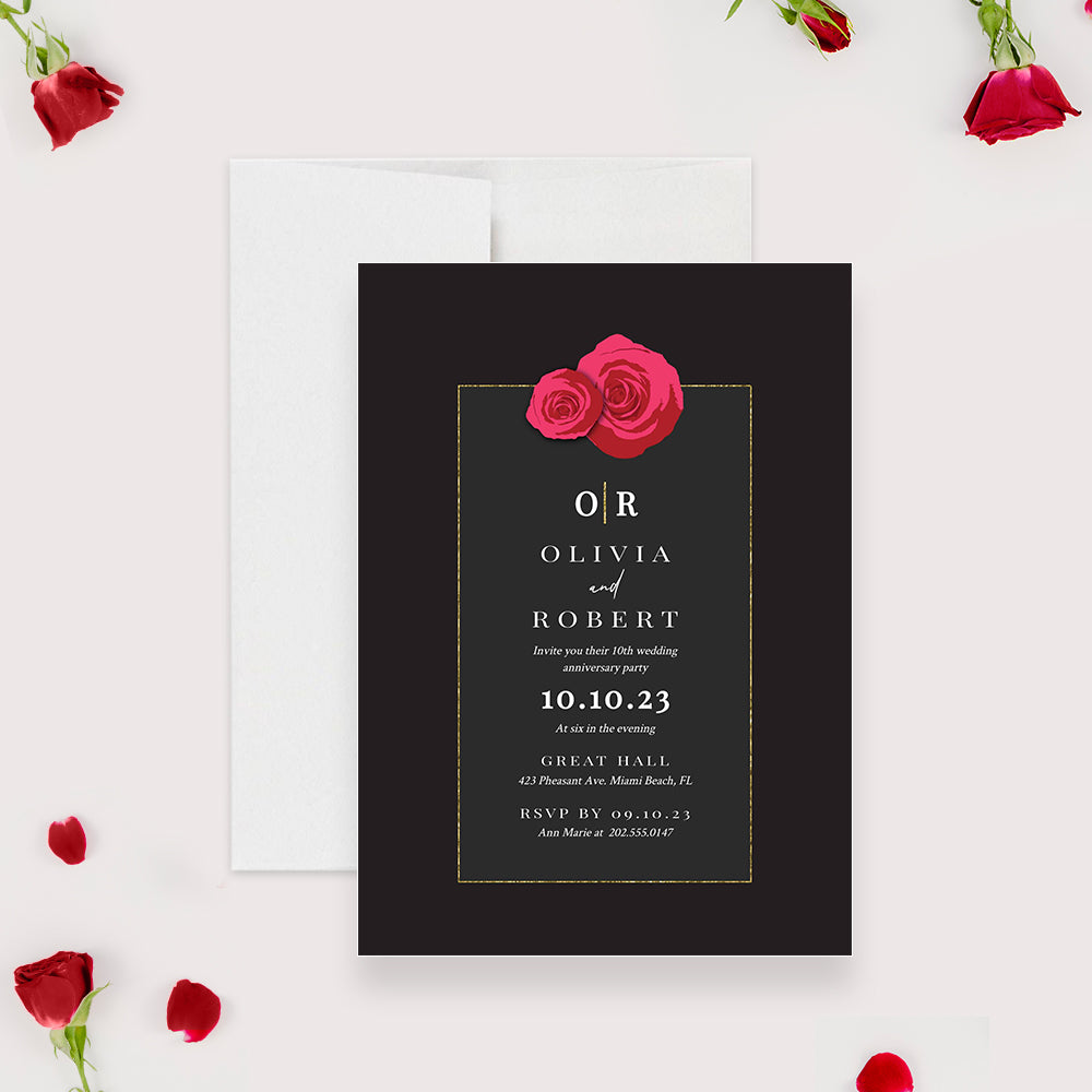 Red and black wedding invitations templates