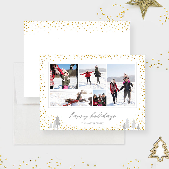 Family Winter Holidays Card with Photo Template, Modern Family Greeting Cards Digital Download, Happy Holidays Family Photo Cards, Printable Winter Cards