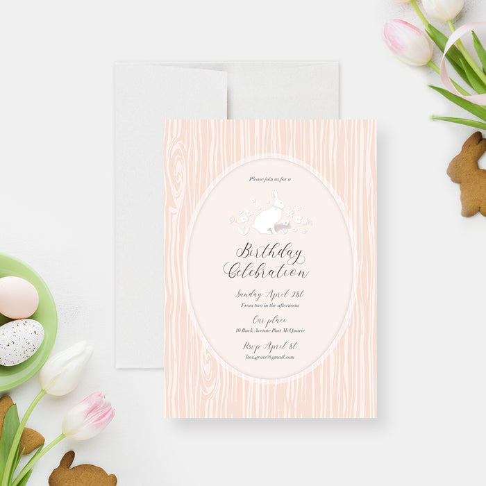 Bunny Birthday Invitation Template, Rabbit 1st 2nd 3rd Birthday Party Invites Digital Download, Easter Bunny Party Invitations, Hop on Over Girls First Birthday Invite