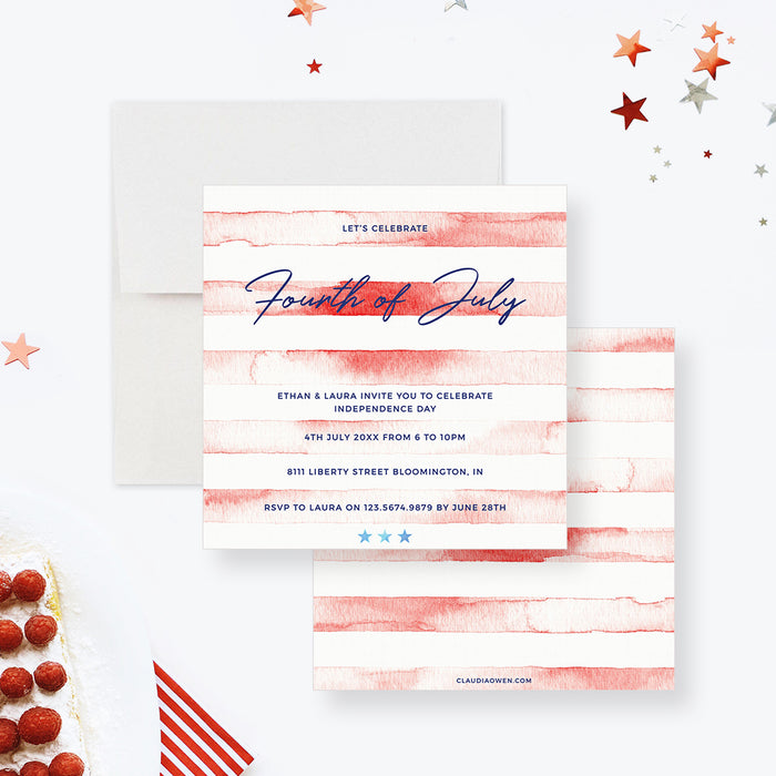 Fourth of July Invitation Template, 4th of July Party Invites Digital Download, Patriotic Independence Day Instant Download, Memorial Day Party