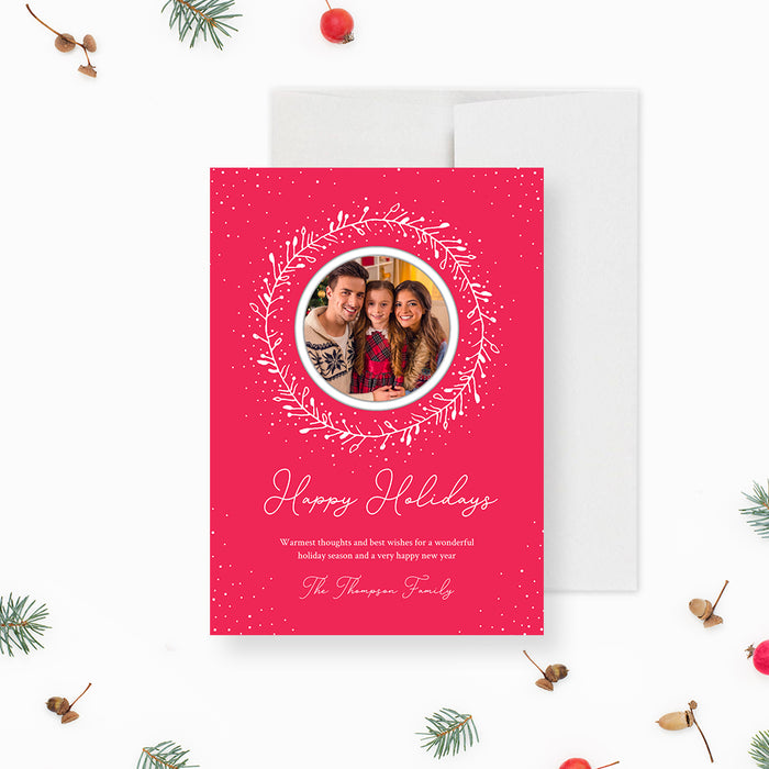 Family Photo Holidays Cards Template in Red and White, Christmas Photo Card for Friends and Family, Printable Holiday Card with Photo, Personalized Holiday Cards Digital Download