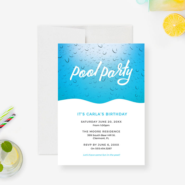 Pool Party Birthday Invitation Digital Download, Splish Splash Party Invites Printable Cards,  Summer Party Invites, Swimming Party Invitation for Boys and Girls, Pool Party Any Age Evite