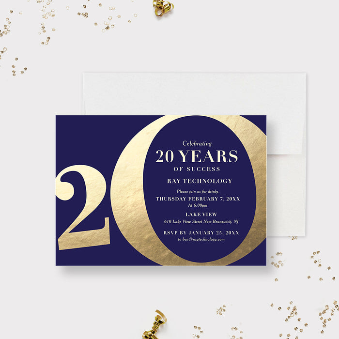 20th Business Anniversary Party Invitation, Twenty Years of Success, 20th Wedding Anniversary, Twentieth Anniversary, 20 Years in Business
