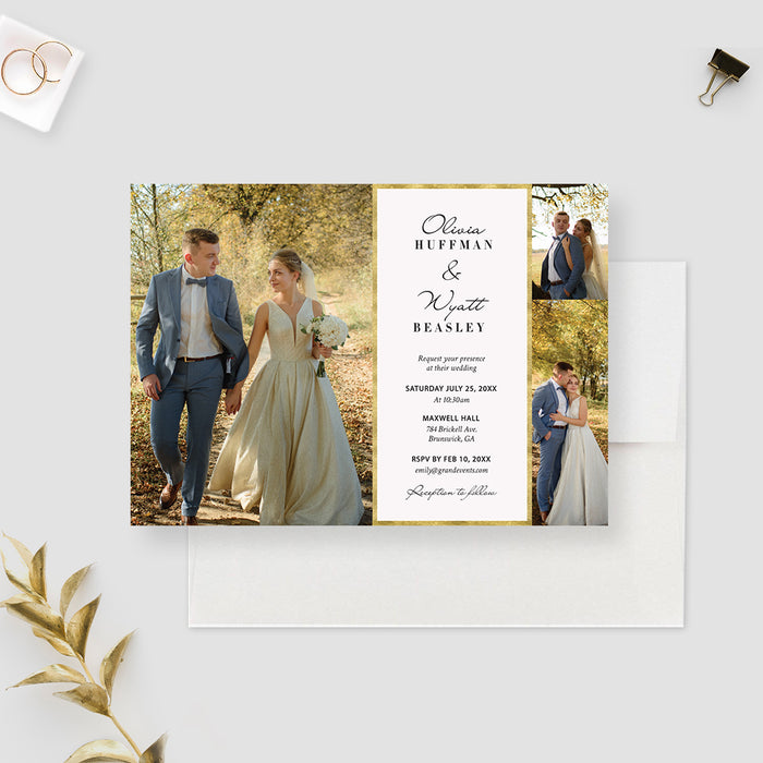 Romantic Wedding Photo Invitation Card, Simple Marriage Card with Pictures of Couple, Wedding Engagement Party Cards with Photo, Wedding Couples Bridal Shower Invitations