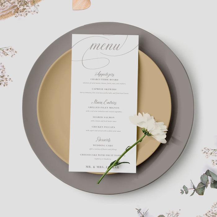 Romantic Wedding Invitation Card, Beige and White