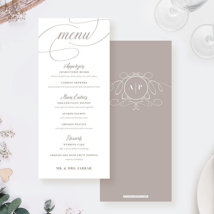 Romantic Wedding Invitation Card, Beige and White