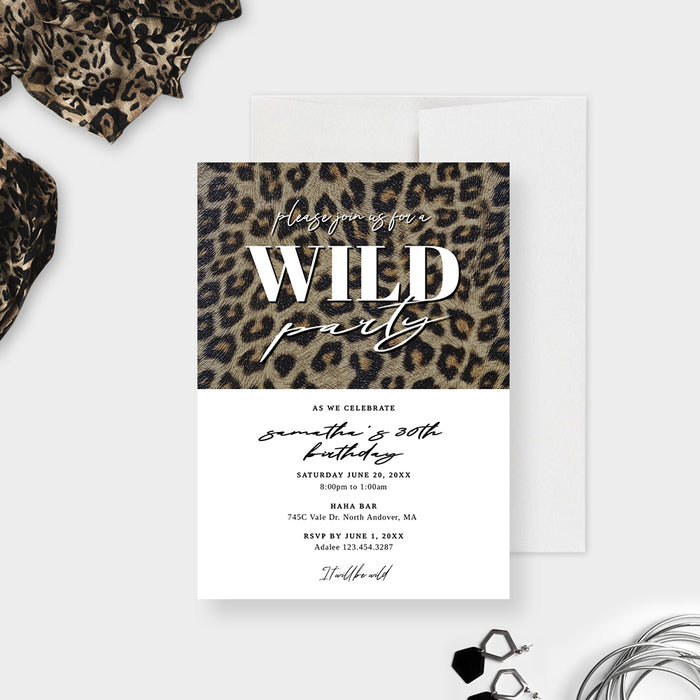 Wild Party Invitation Editable Template, 21st 30th 40th Birthday Invitations for Women, Bachelorette Party Digital Download, Animal Leopard Print, Hens Party Invites, Girls Night Out