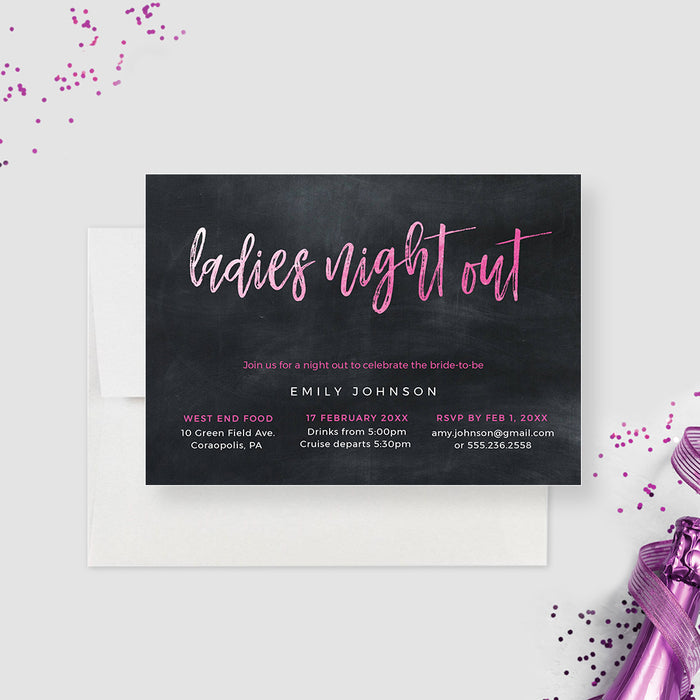 Ladies Night Out Birthday Party Invitation, Bridal Shower Invites, Bachelorette Party Printable Invites, Hens Party Editable Template, 21st 30th 40th Birthday Party for Women