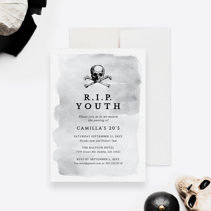 RIP Youth Invitation Editable Template, RIP 20s 30s 40s 50s Invites, Death to My 20s, 20th 30th 40th 50th Birthday Digital Download, Rest in Peace