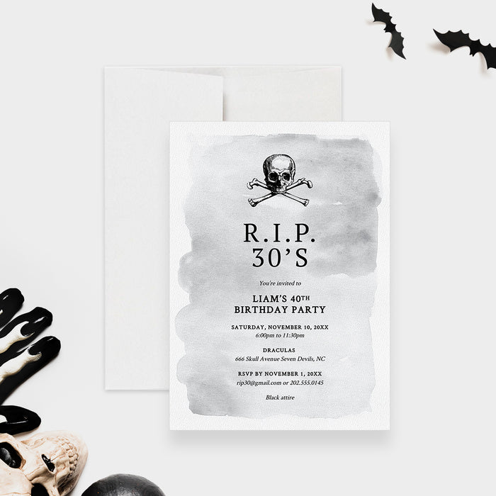RIP 30s Birthday Party Invitation Editable Template, 40th Birthday Printable Digital Download, Death To My 30s Invitation