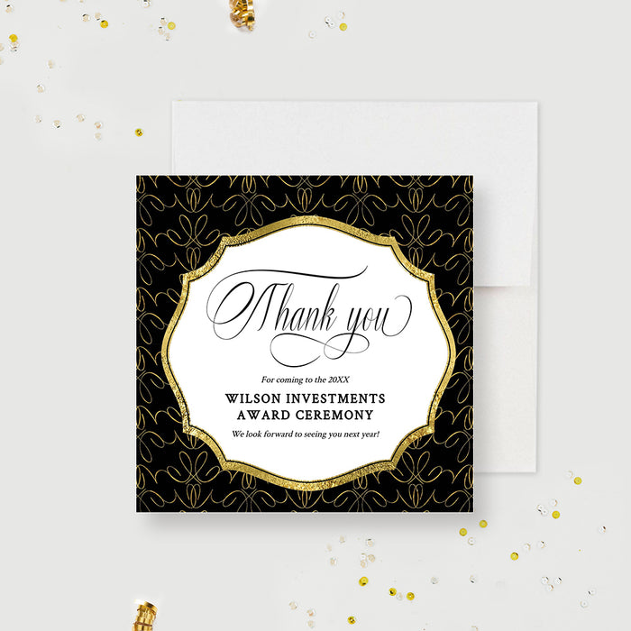 Custom Professional Thank You Notes,  Personalized Business Thank You Cards Template, Black and Gold Thank you Printable Cards, Corporate Appreciation Card Digital File