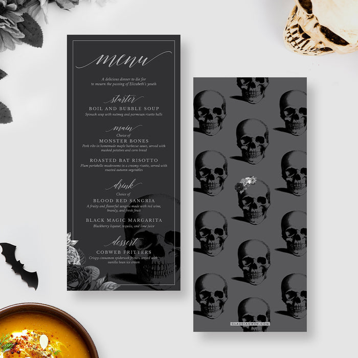 Death to Her 20s Birthday Party Invitation with Silver Flowers